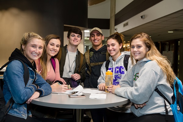 Students at a table.