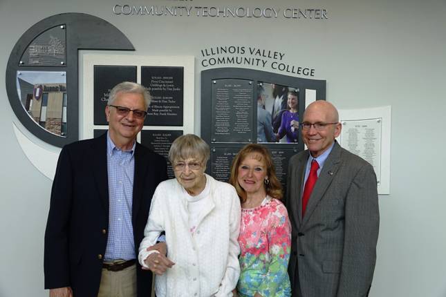 Mike, Myrle and Jackie Sapienza and IVCC President Jerry Corcoran